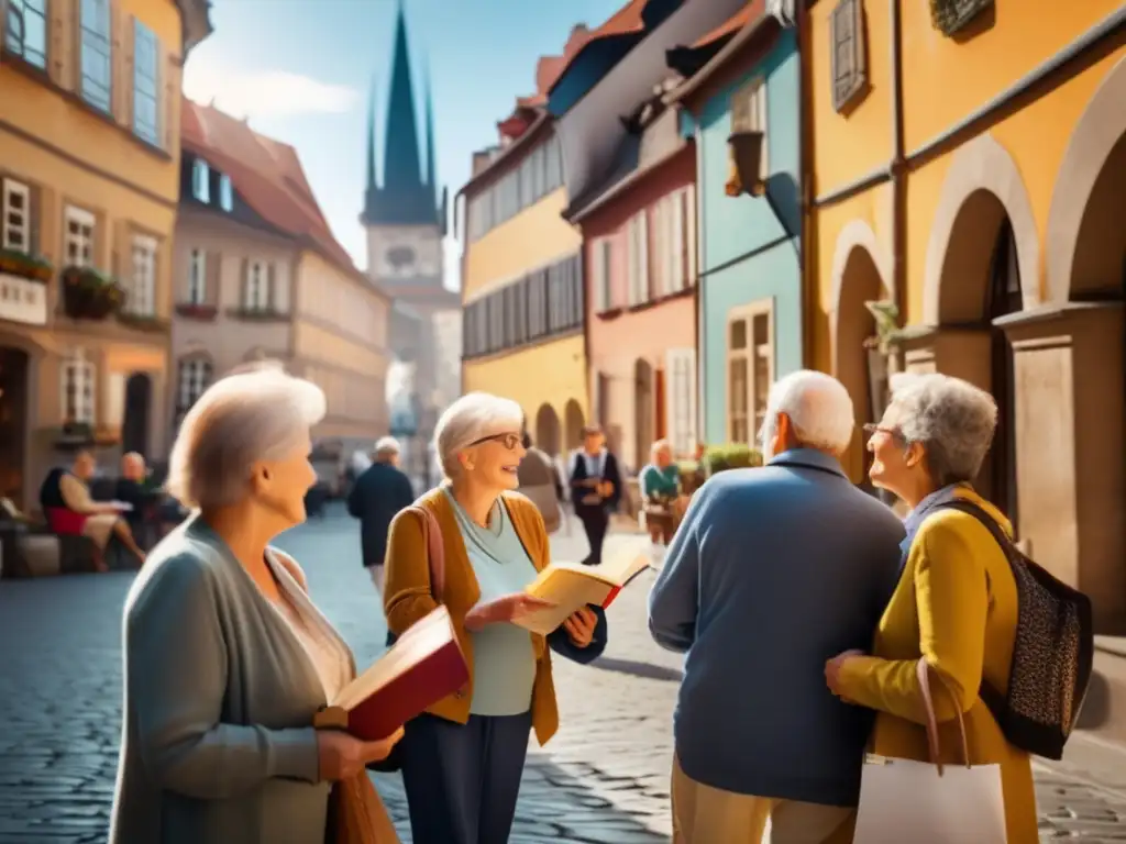 Viaje lingüístico en una ciudad europea Viajes lingüísticos enriquecedores para adultos mayores en una ciudad europea pintoresca