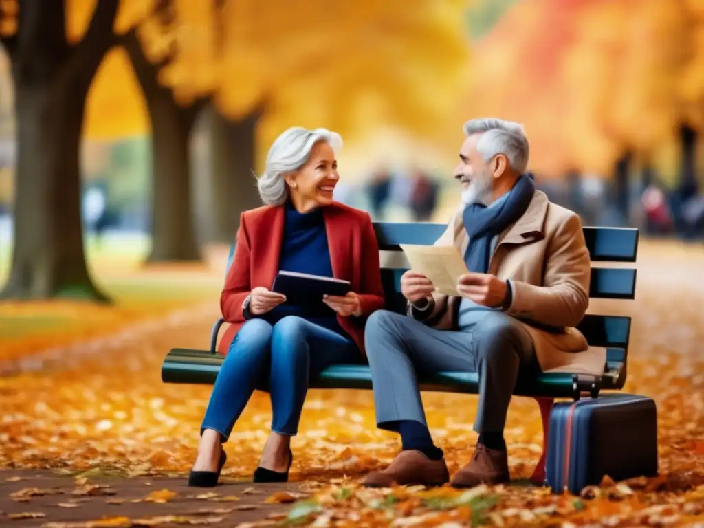 Pareja madura preparándose para viajar Pareja mayor preparando documentación de viaje
