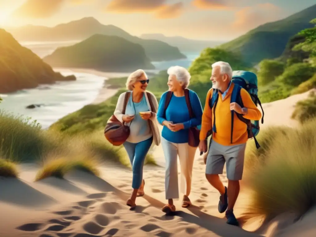 Viaje seguro y emocionante para adultos mayores Grupo de seniors disfrutando viaje seguro y espectacular - Guía emergencias viajeros seniors