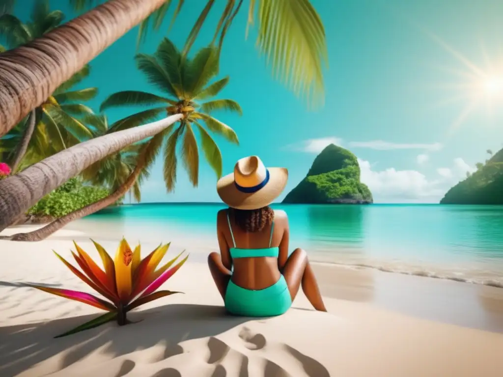 Viajero maduro disfrutando de una playa tropical Un viajero mayor disfrutando de una playa tropical segura y relajante con precauciones de seguridad en destinos extranjeros