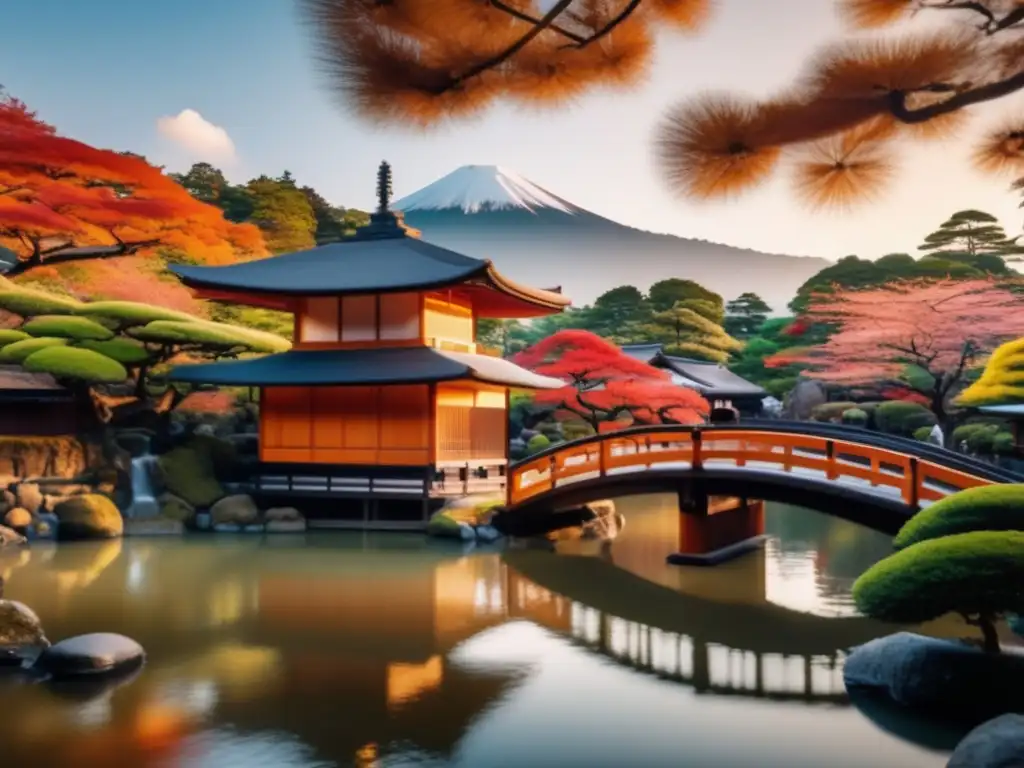 Paisaje otoñal con jardín japonés y ceremonia del té Recomendaciones de seguridad en Asia para viajeros seniors