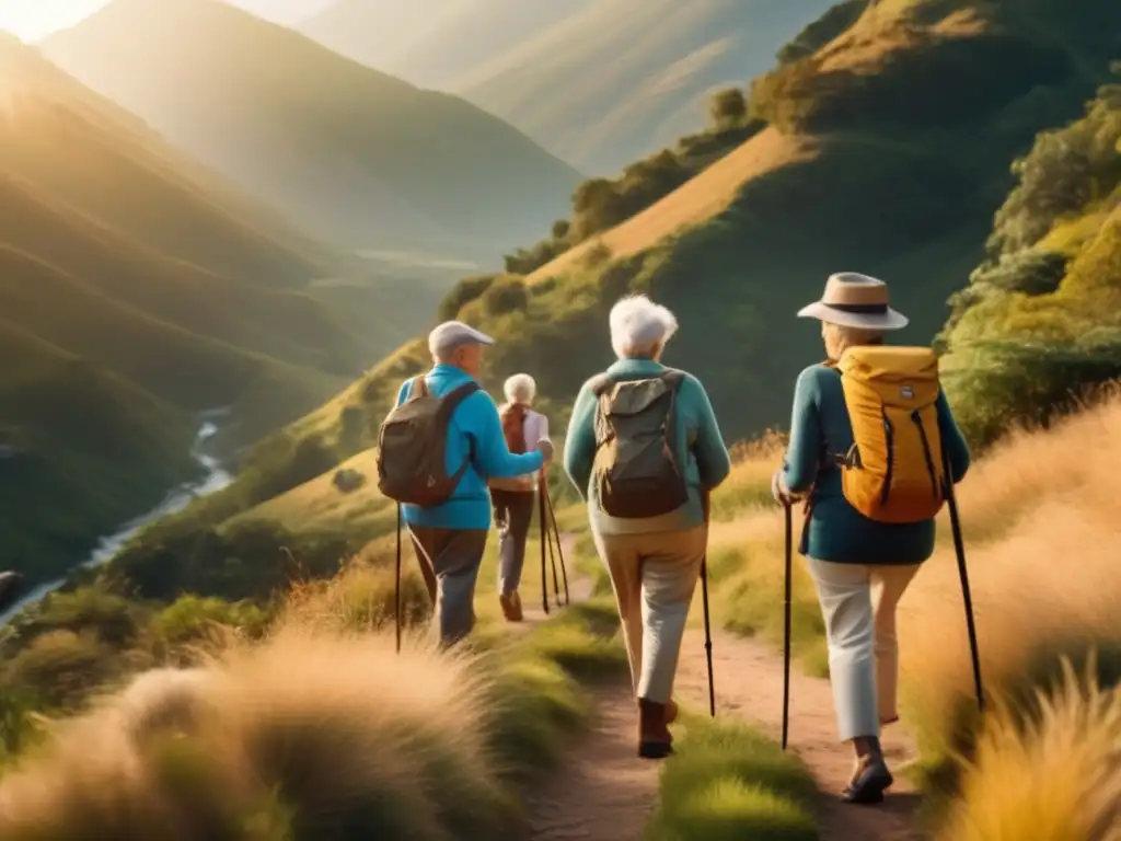 Excursión sostenible para seniors Tours ecológicos para seniors en un paisaje montañoso con caminata, naturaleza exuberante y río cristalino