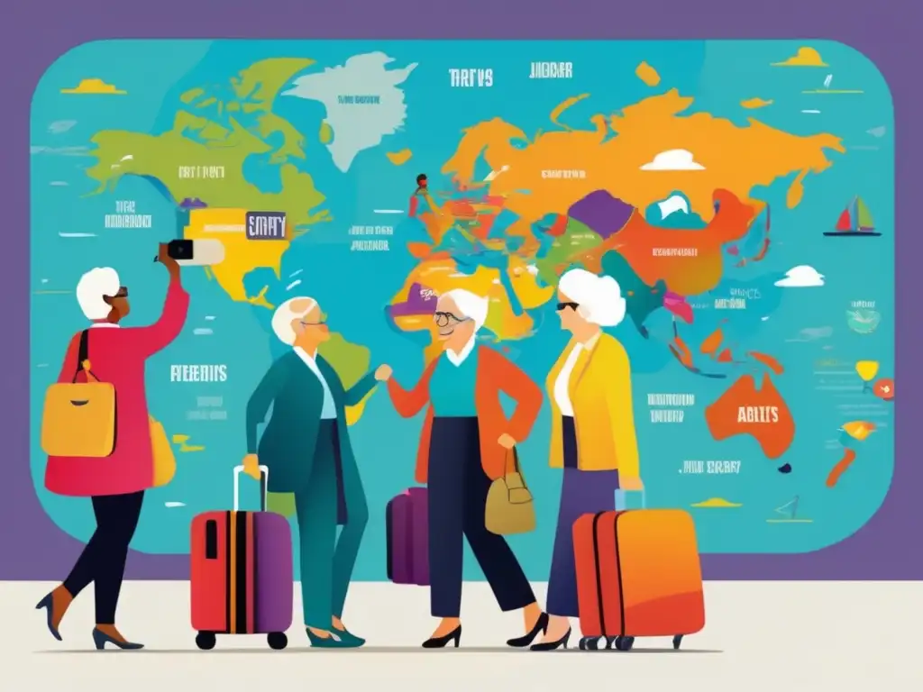 Viaje lingüístico para adultos mayores Seguridad en viajes lingüísticos para adultos mayores con mapa y sonrisas