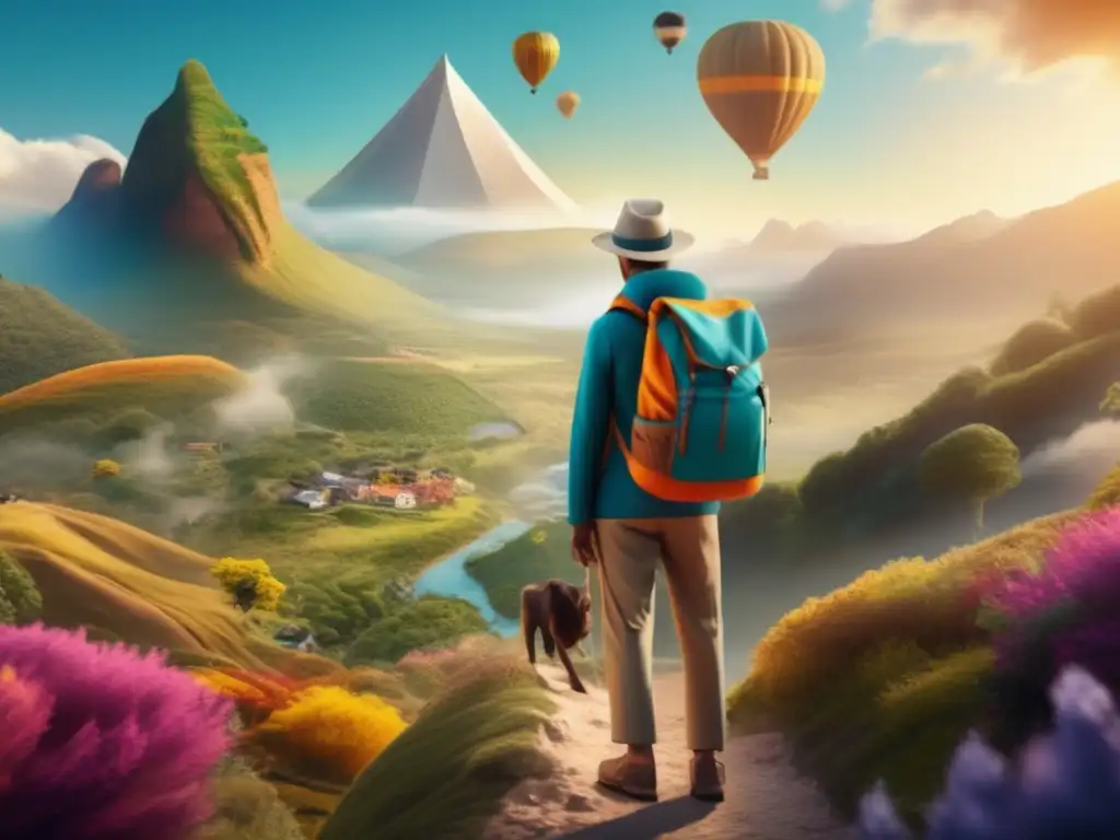 Viajero maduro con paisajes vibrantes y consejos para prevenir enfermedades viajando