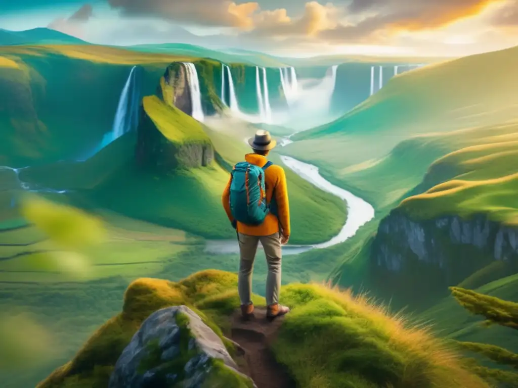 Viajero maduro en paisaje impresionante Viajero maduro disfrutando de paisaje, ¡Planifica tus aventuras!