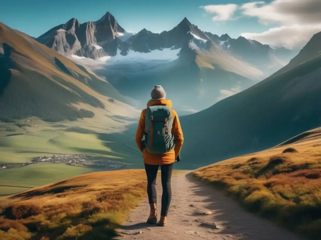 Viajero aventurero frente a montañas Viajes médicos con condiciones crónicas: montañas, aventura y naturaleza
