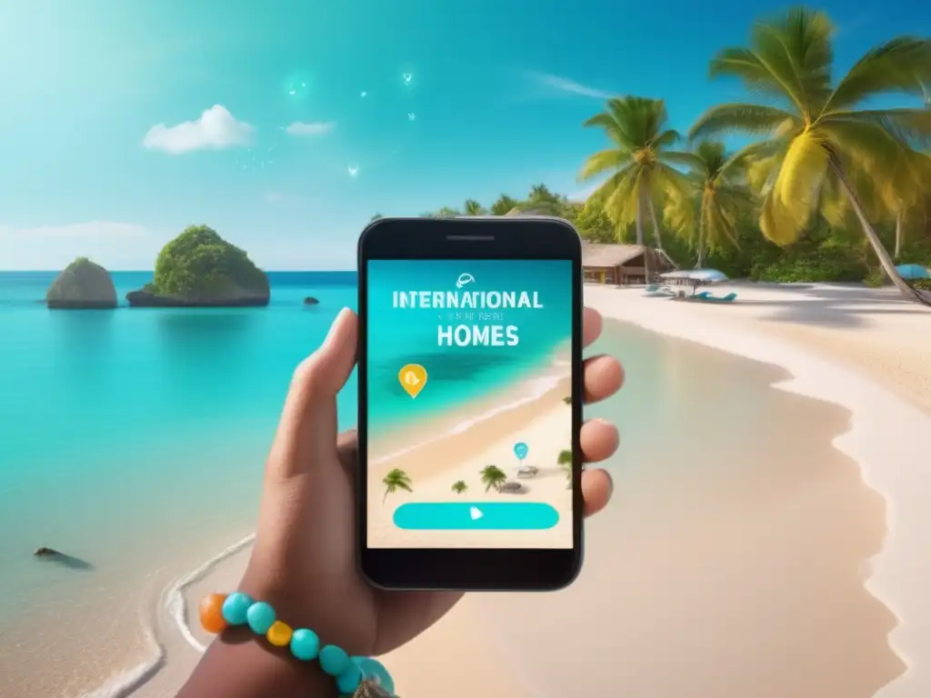 Viajero conectado en paraíso tropical Consejos para comunicación fluida viajero maduro en la playa