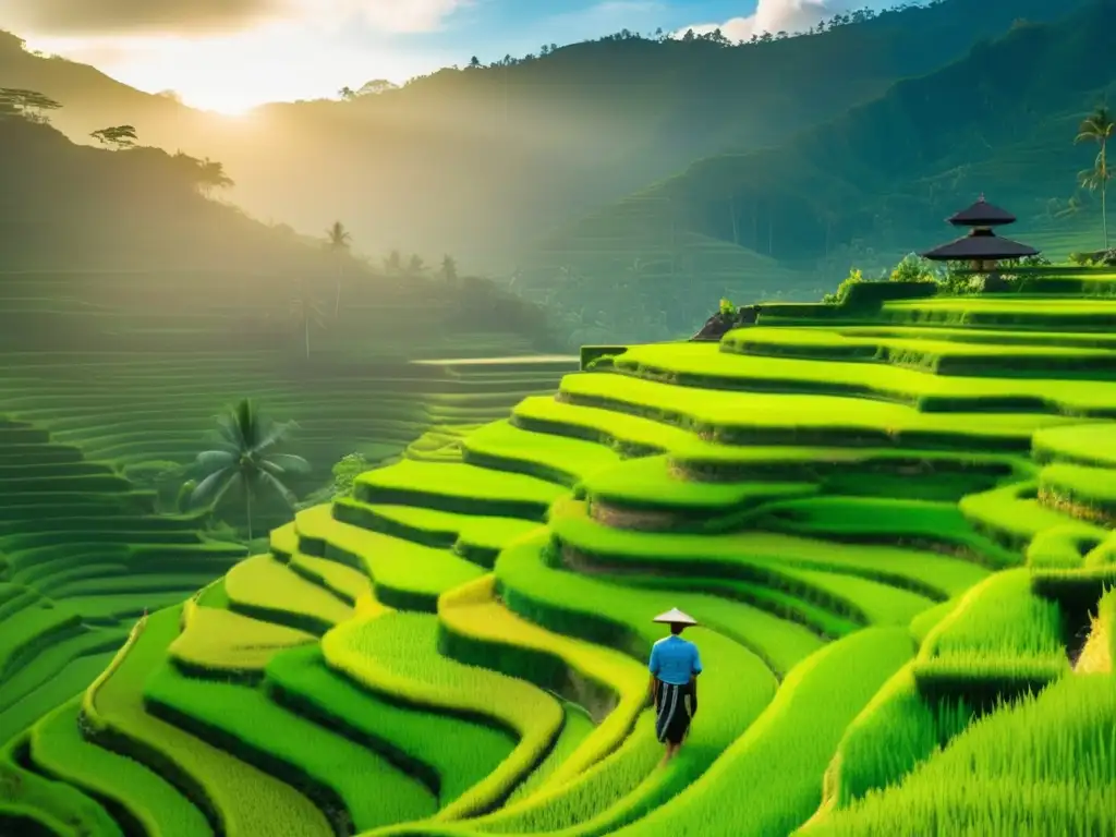 Viajero maduro en terraza de arroz en Bali Destinos emergentes para viajeros maduros: Viajero en terraza de arroz en Bali