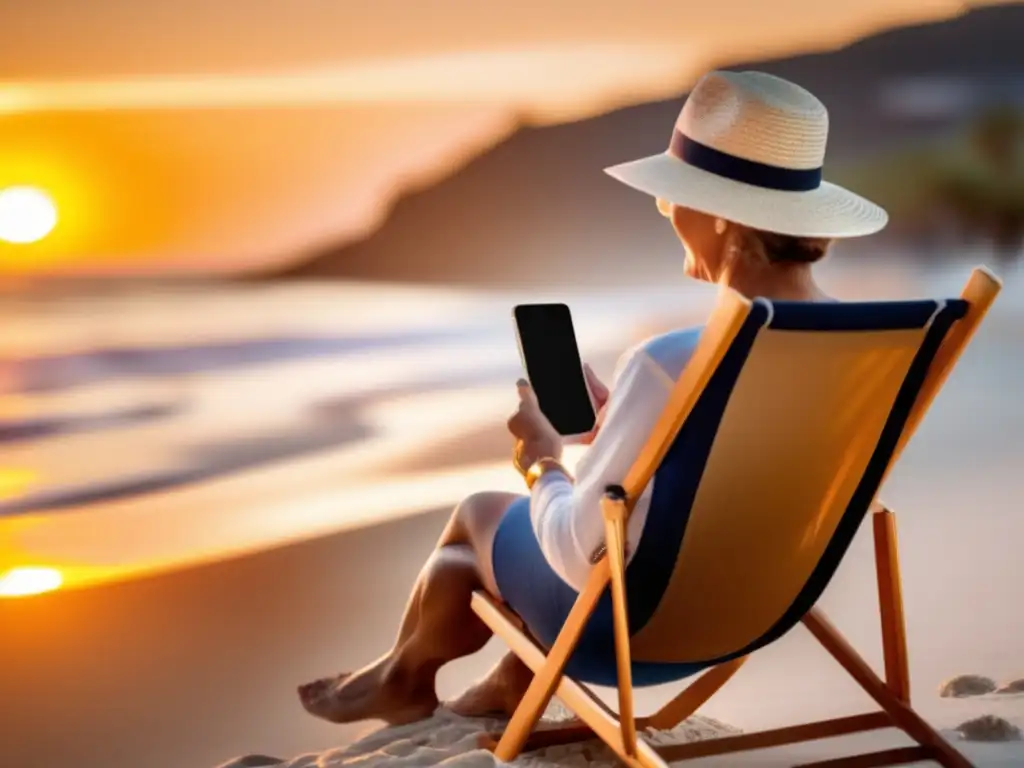 Viajero maduro con diabetes disfrutando de la playa al atardecer Guía nutrición viajeros maduros con diabetes disfrutando de una hermosa puesta de sol en la playa