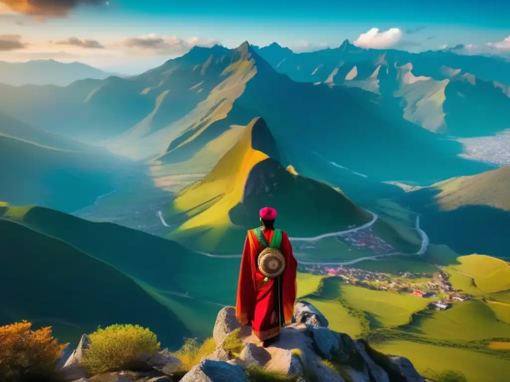 Viajero maduro conquistando montaña Viajero maduro superando barreras, paisaje impresionante