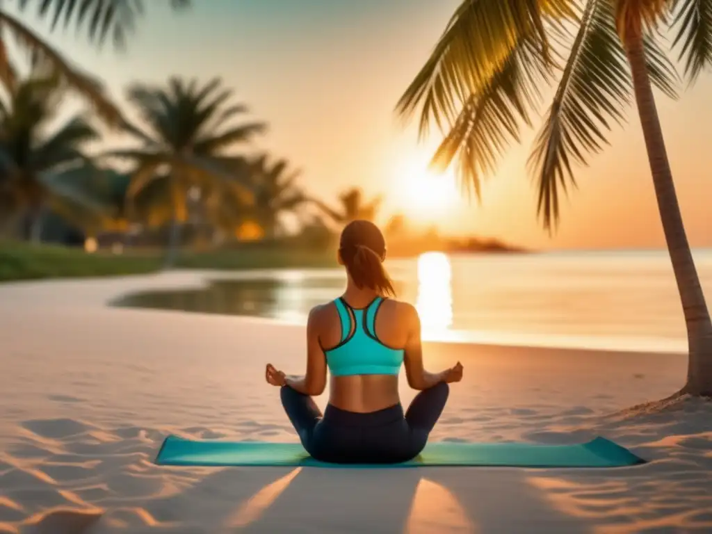 Viajero relajándose en una playa Consejos optimistas viajeros maduros en una playa serena rodeada de palmeras y agua turquesa cristalina