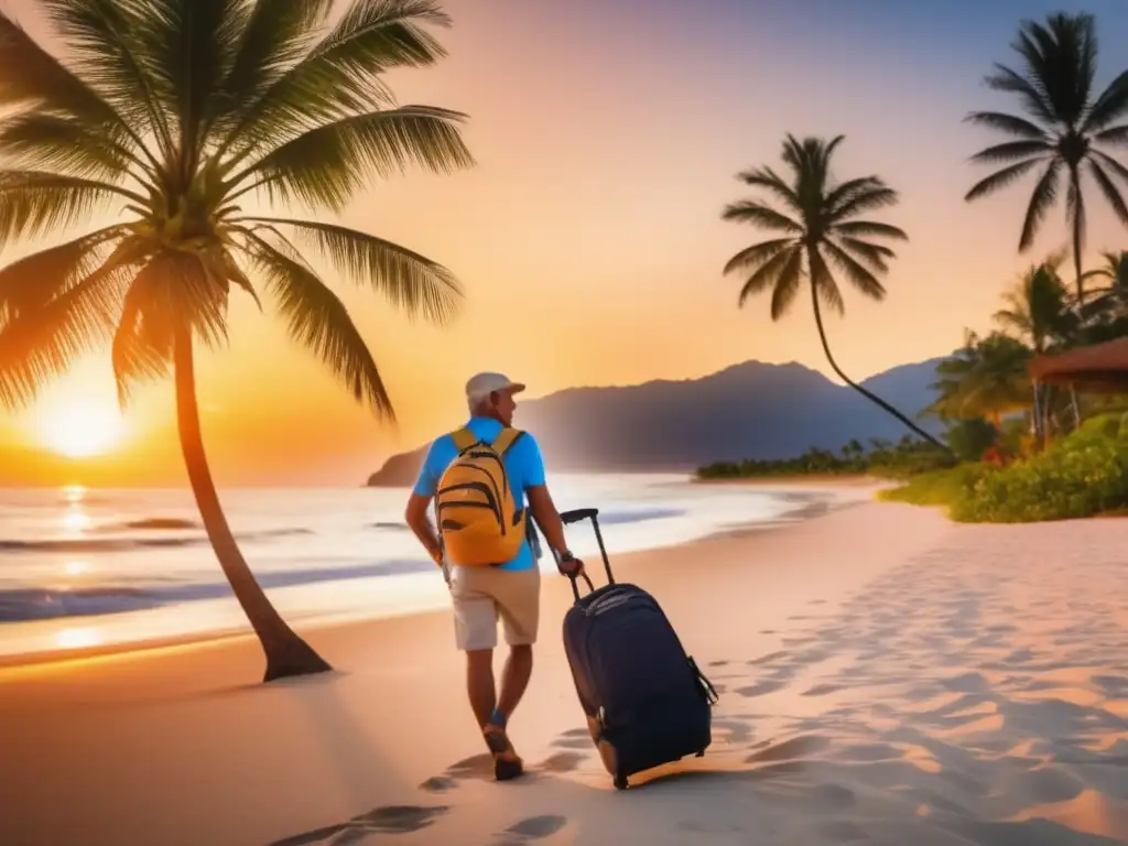Beneficios seguro de viaje para viajeros maduros, imagen: viajero sonriente explorando destino pintoresco