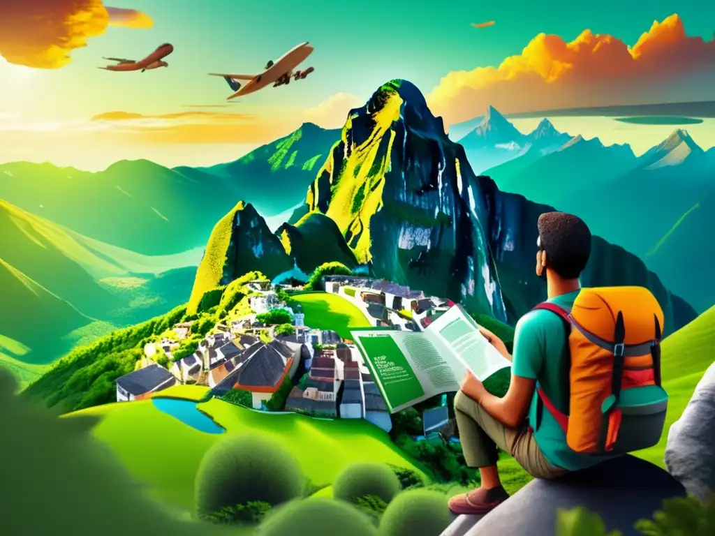 Aventura y seguro de viaje en la naturaleza Seguro de viaje para aventuras seguras - Viajerx en una impresionante escena de montaña con seguro de viaje
