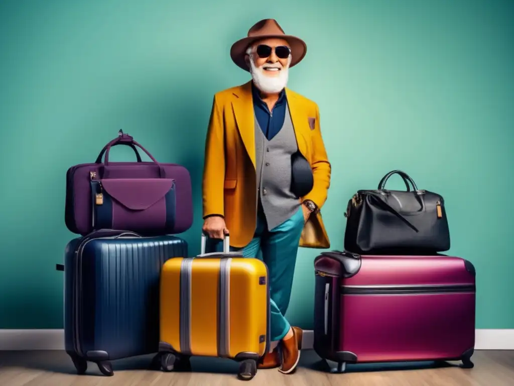 Viajero elegante con maleta organizada Consejos para viajero senior: equipaje organizado y ligero