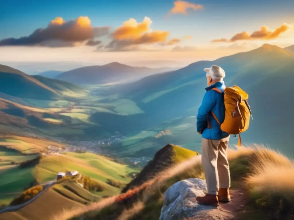 Viajero senior en montaña Viajar solo como senior: preparativos seguros