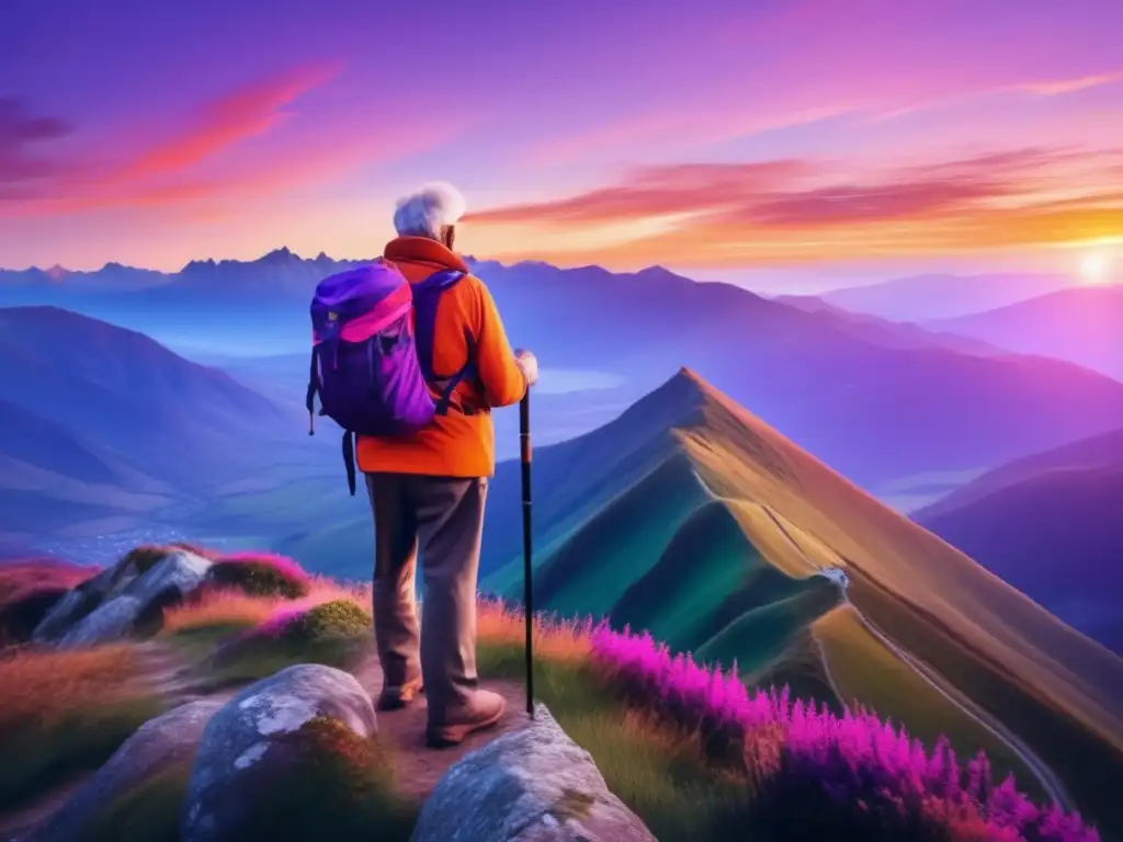 Viajero senior disfruta de paisaje montañoso Viajar solo como senior: consejos y experiencias -