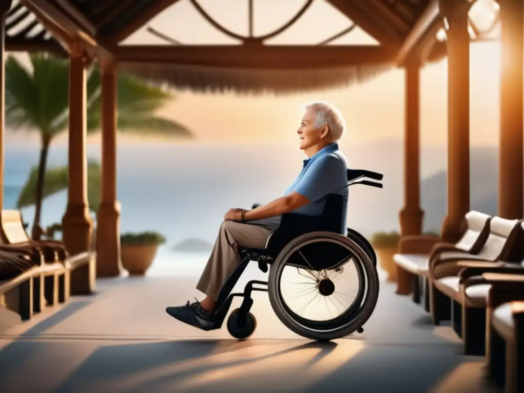 Ejercicios para adultos mayores Viajero senior realizando ejercicios de silla para mantenerse activo y saludable