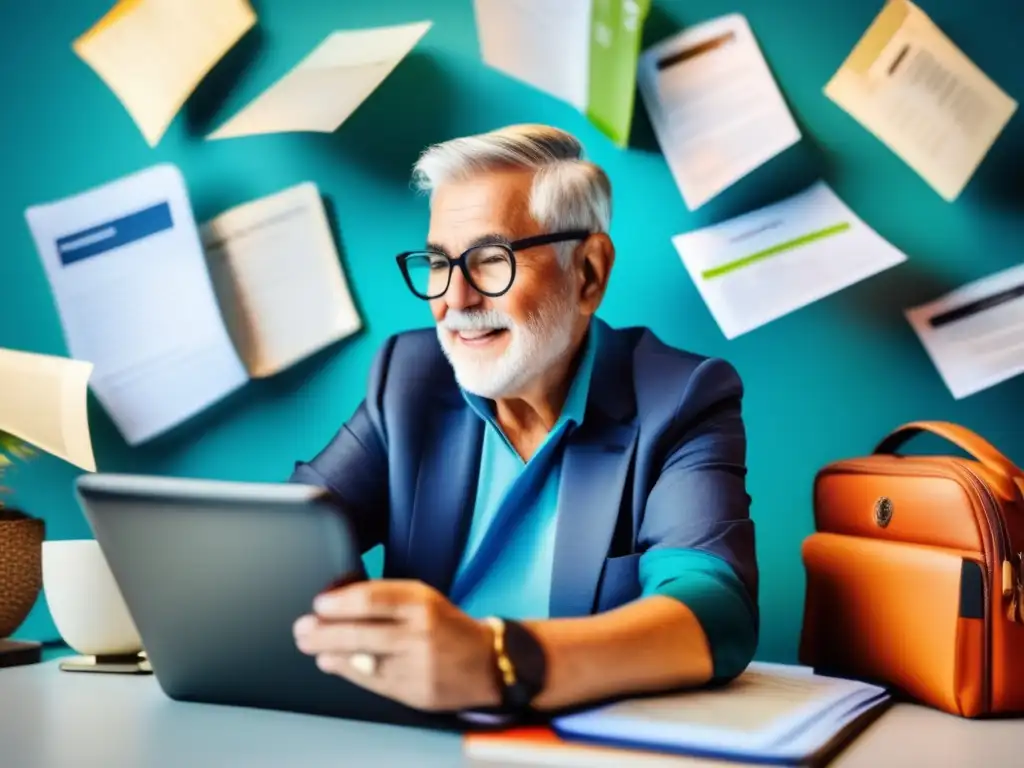 Viajero senior preparando su próximo viaje Un senior viajero organizado y seguro compartiendo detalles de su próximo viaje con tecnología moderna