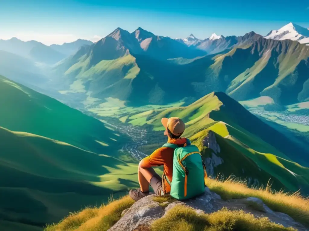 Joven viajero en montaña con paisaje impresionante - Claves para mantener mentalidad viajera