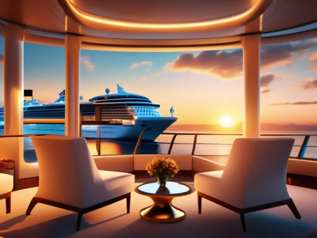 Viajeros disfrutando de un atardecer en crucero Crucero de lujo, viaje relajante para adultos mayores