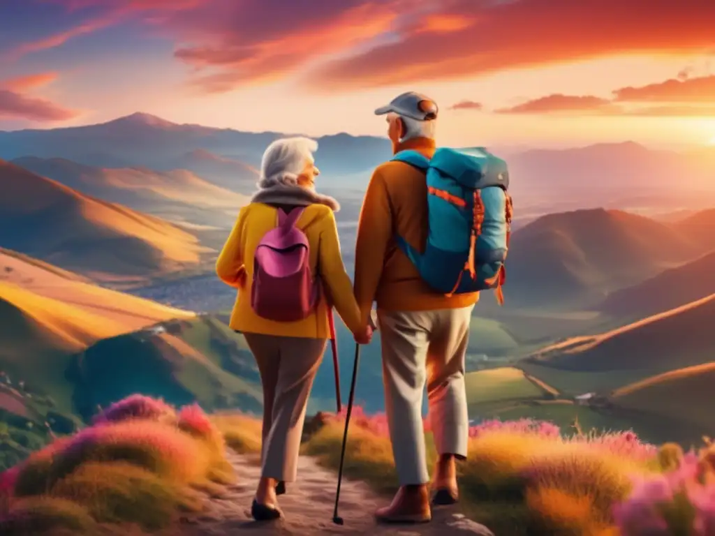 Pareja madura desafiando expectativas Historias de viajeros maduros desafiando prejuicios en un paisaje impresionante