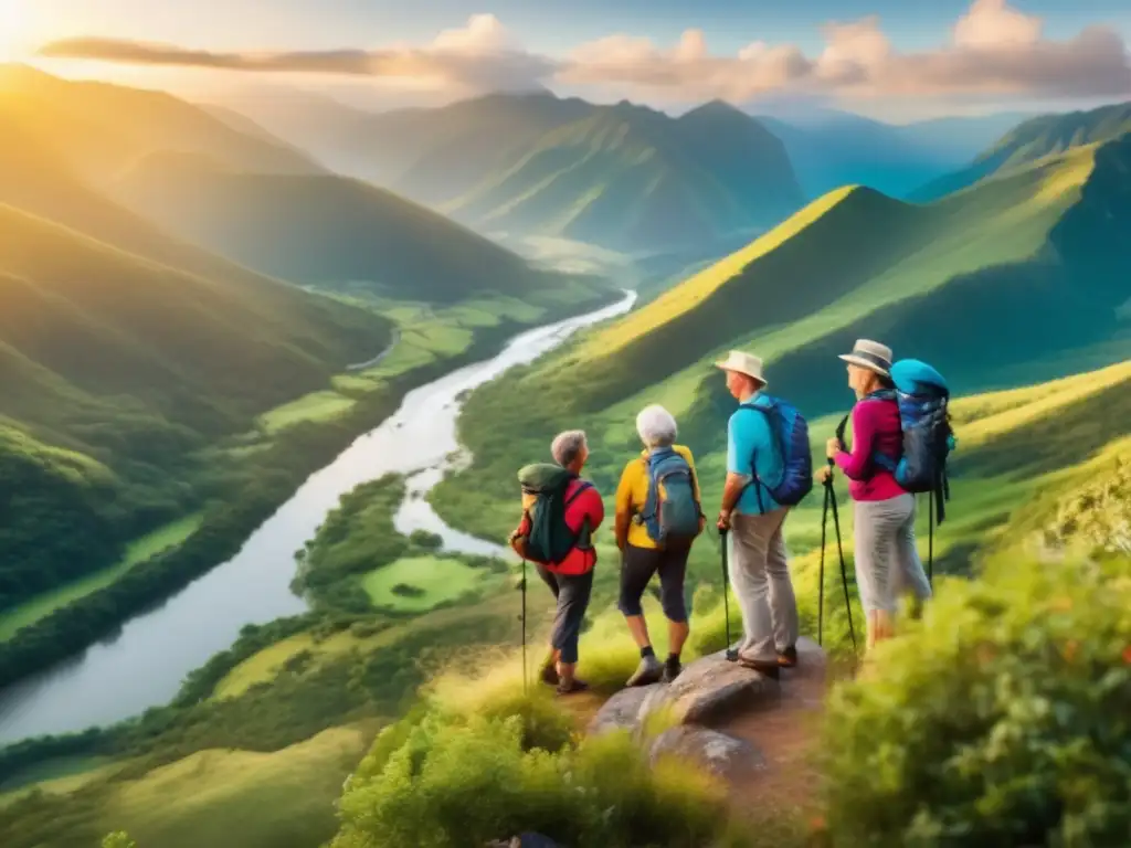 Viajeros maduros disfrutando de la naturaleza Historias de viajeros maduros saludables en paisajes impresionantes