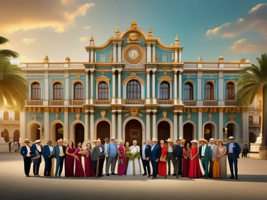 Grupo de viajeros mayores frente a un edificio histórico elegante Grupo de viajeros senior frente a un edificio histórico elegante y encantador