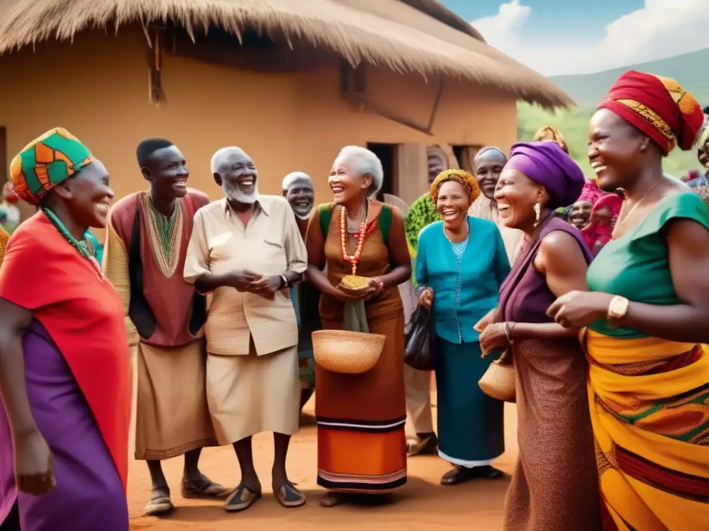 Guía segura viaje África seniors: Viajeros mayores inmersos en la cultura africana, respetuosamente interactuando con la comunidad local