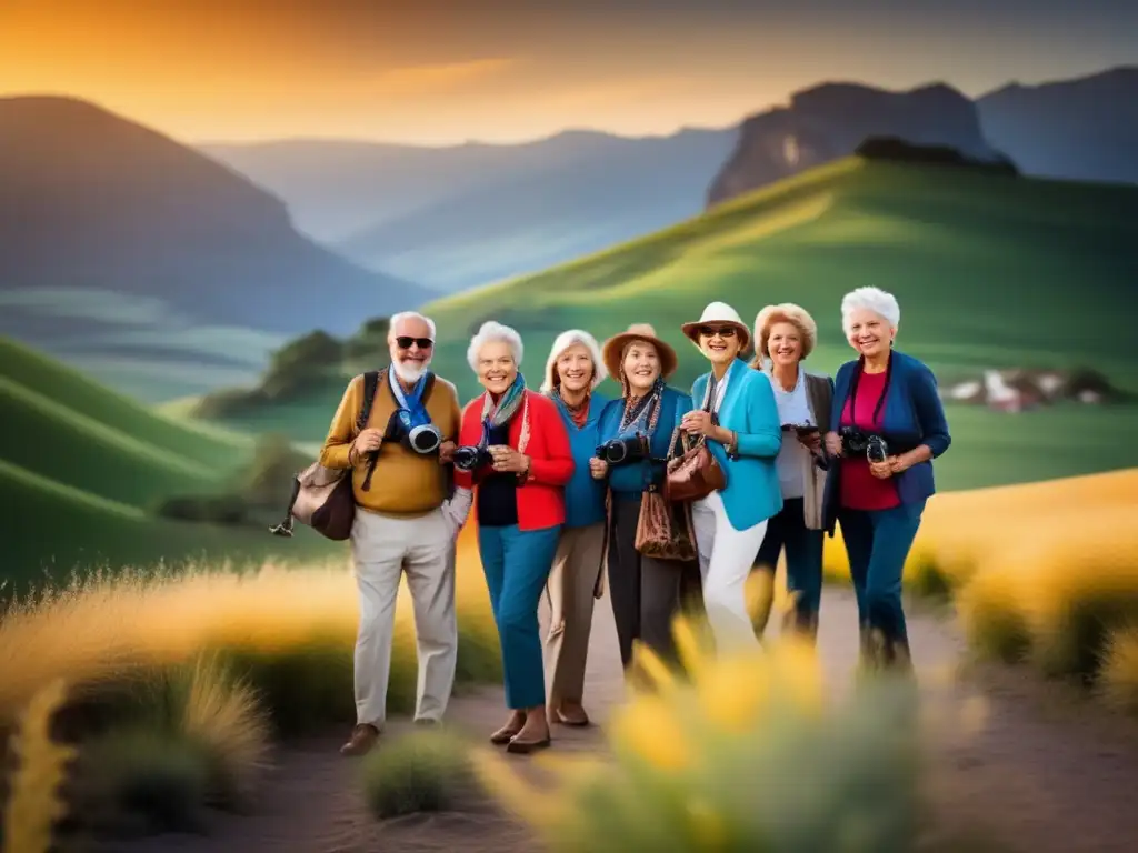 Grupo de viajeros mayores capturando la belleza de la naturaleza Talleres de fotografía para viajeros senior capturando momentos inolvidables