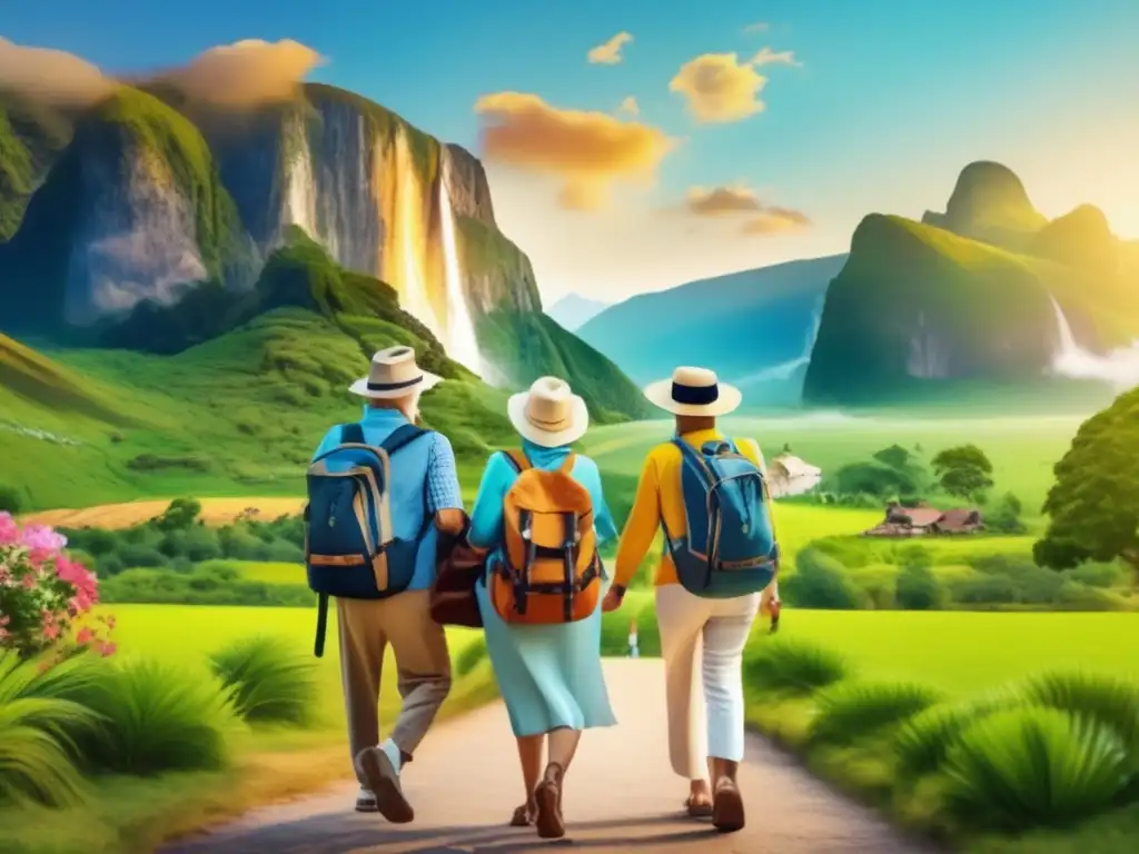 Grupo de viajeros seniors felices frente a un impresionante paisaje - Visados de Viaje para Seniors: Tips Esenciales