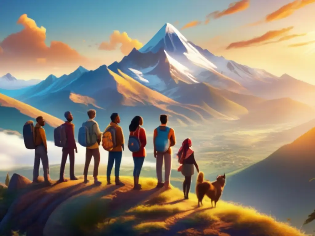 Grupo diverso disfruta de la montaña Aventuras y amistad en grupo: Ventajas y desventajas de viajar solo o en grupo