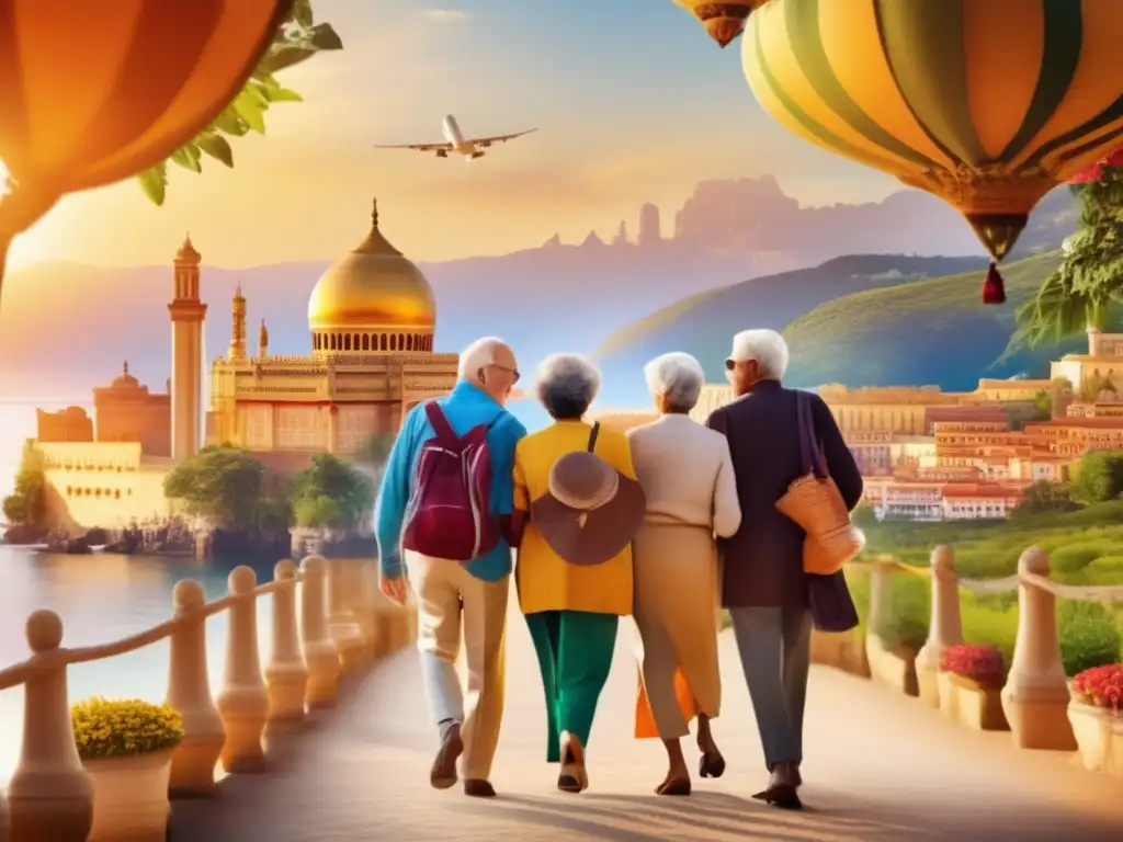 Viajes seguros y emocionantes para adultos mayores Importancia visados viaje adultos mayores explorando destino pintoresco