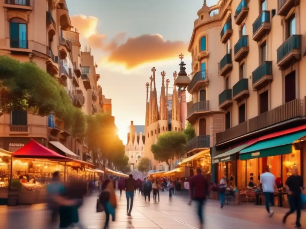 Calle animada de Barcelona Vibrante calle de Barcelona, España: Consejos para evitar aislamiento digital en viajes