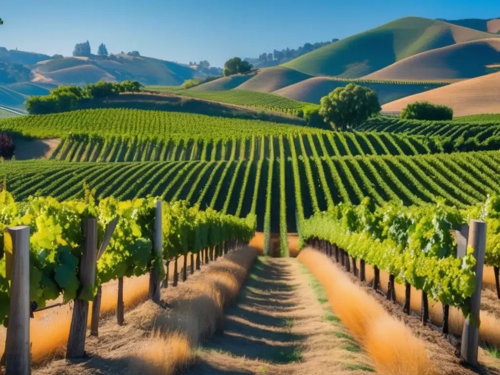 Hermosa vista de viñedos en California Rutas vinícolas seguras para viajeros mayores en California